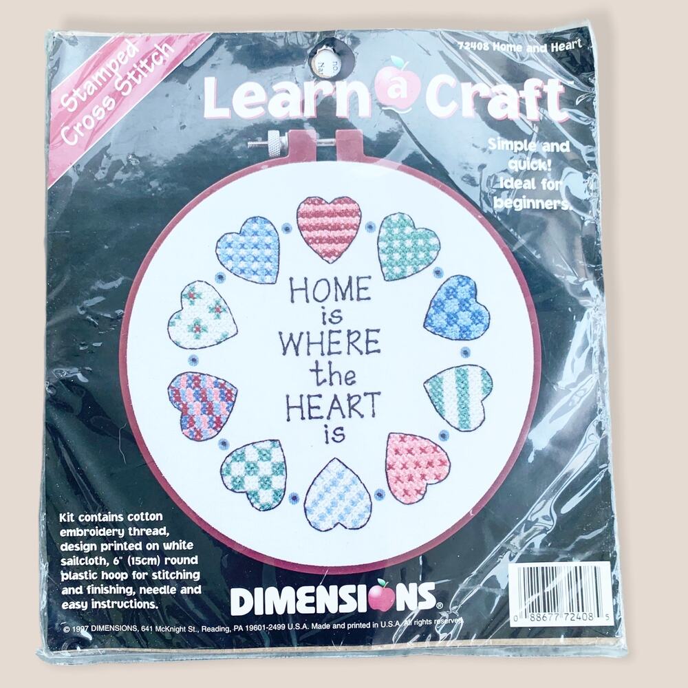 Dimensions Stamped Cross Stitch Kit Learn a Craft Home and Heart 72408 New Craft